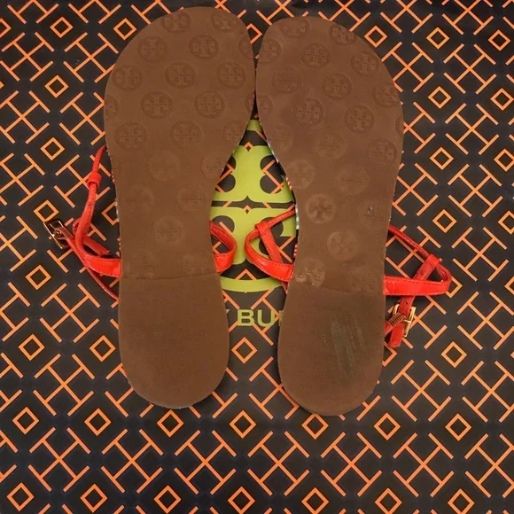 Tory Burch Emmy Habanero PepperStripe Ankle TStrap size 8 - Picture 8 of 13